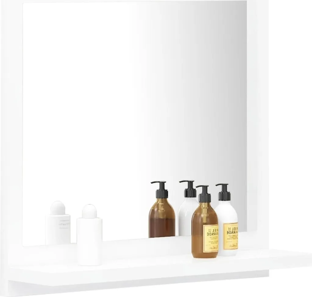 Specchiiera Bagno Legno Bianco 40x37 cm - Montaggio Facile con Shelf - 3