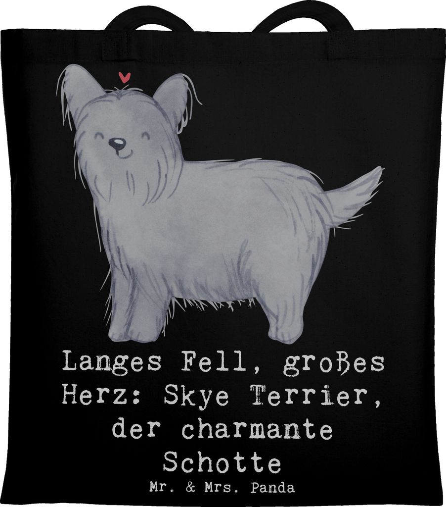 Mr. & Mrs. Panda Shopping Tasche Skye Terrier - Schwarz - Geschenk, Hunderassen, Laptoptasche, weiches Fell, Tote Bag, Hunde, Einkaufstasche, charm...