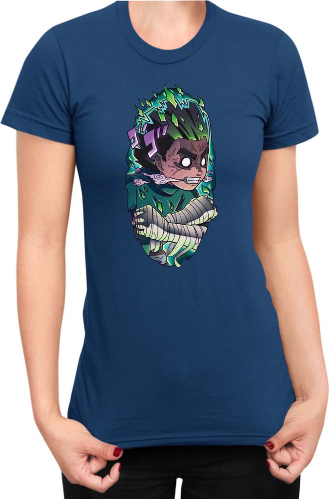 Damen T-Shirt Naruto Rock Lee 8 Gates, Lady XL / Dunkelblau