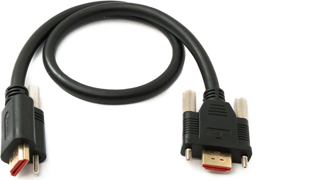 SYSTEM-S HDMI 2.0 Kabel 50 cm Typ A Stecker zu Stecker anschraubbar in Schwarz