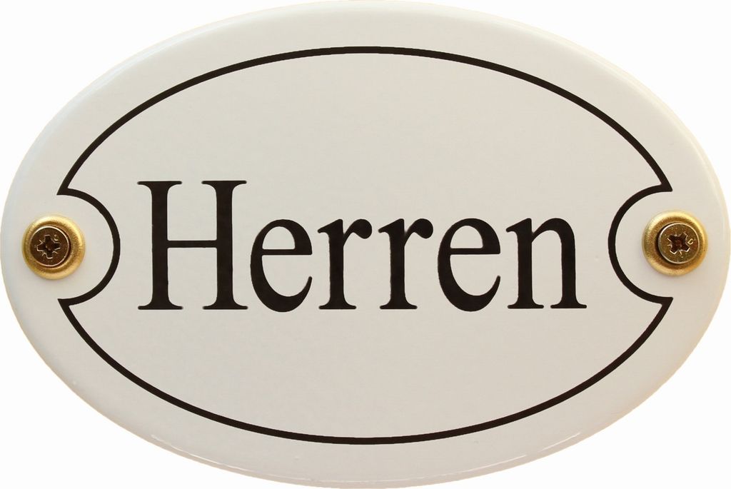 Emaille Türschild Herren weiss oval Emaille Toilettenschild Schild WC Klo