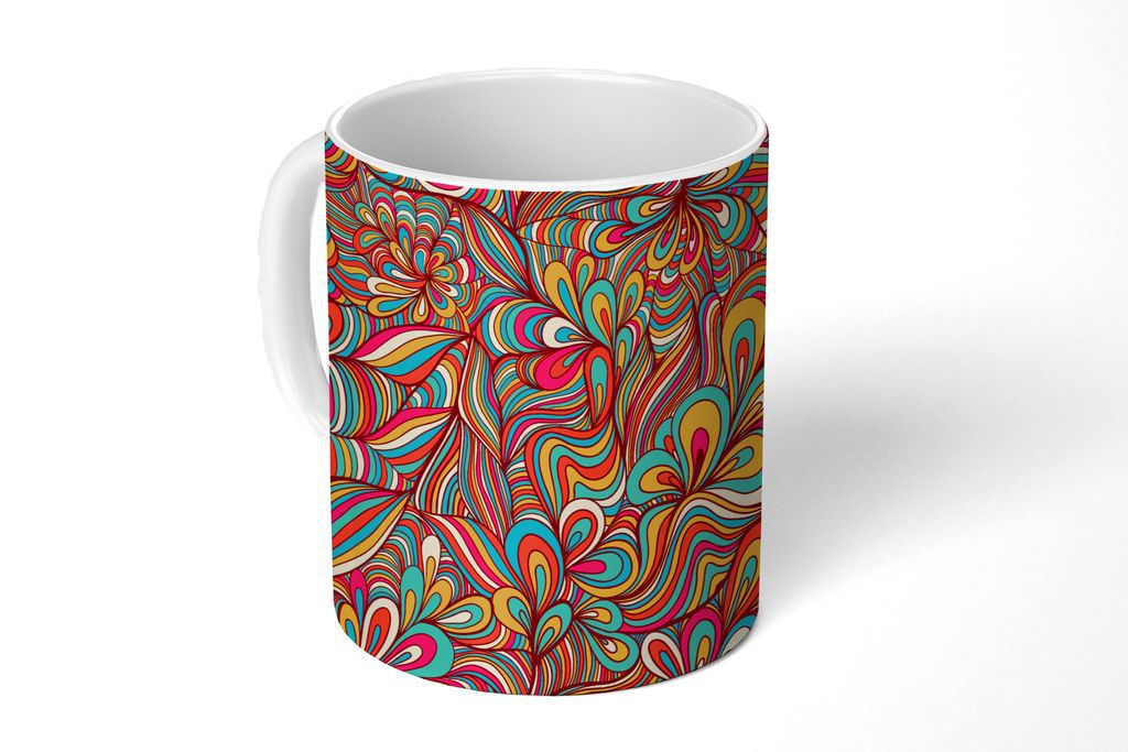 KitchenYeah Tasse Kaffeetasse Kaffeebecher 350 ml Design - 70er Jahre - Fantasie - Farbe Teetasse - Fototasse - Becher - Keramikbecher - Teebeche...