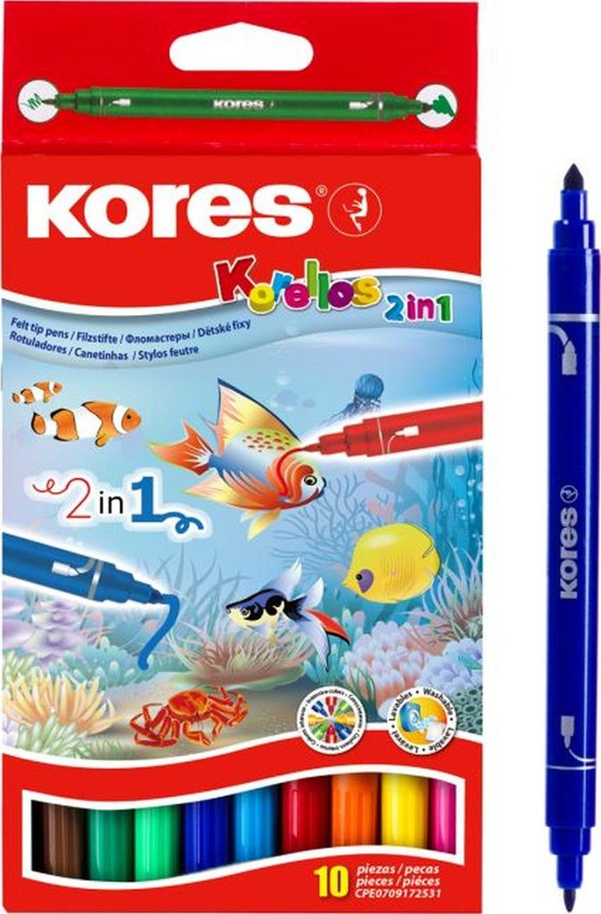 Fasermaler Korellos 2 in 1 spitz/breit VE=12x10 Stück