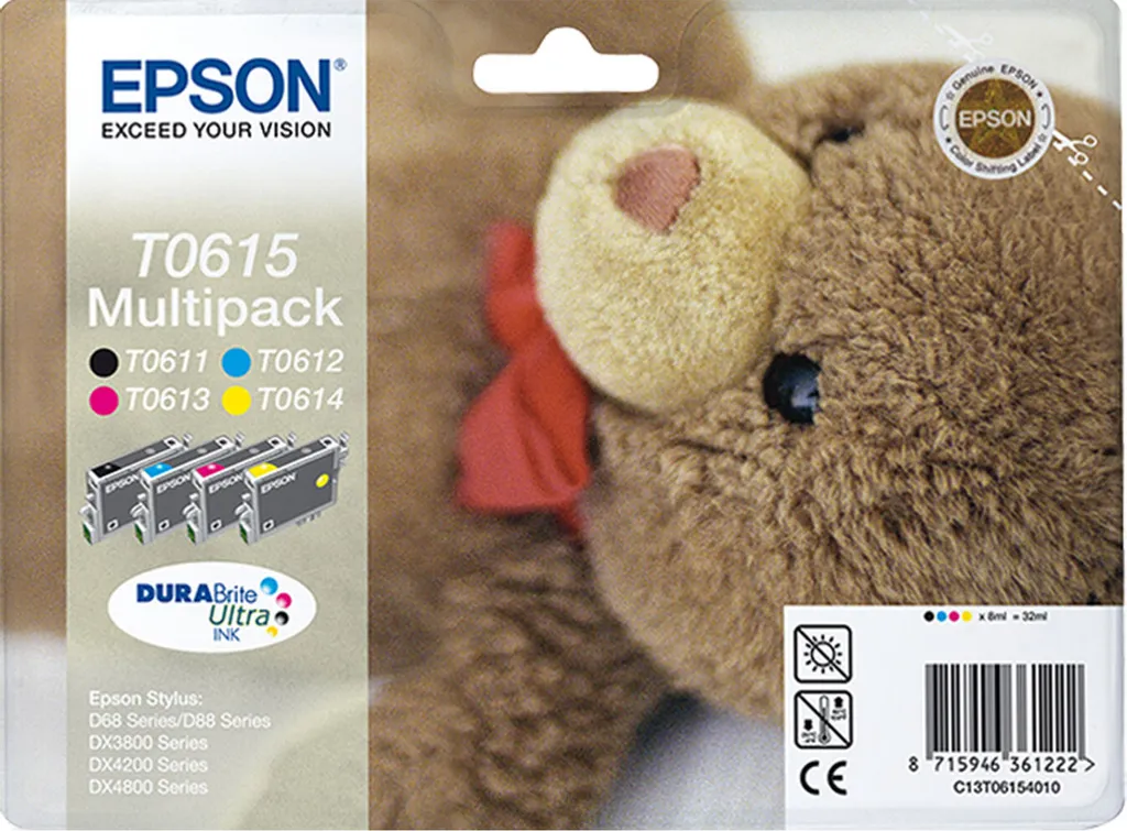 Pack Epson T0615 Cartouches d'Encre Multipack Ours Noir et Couleur