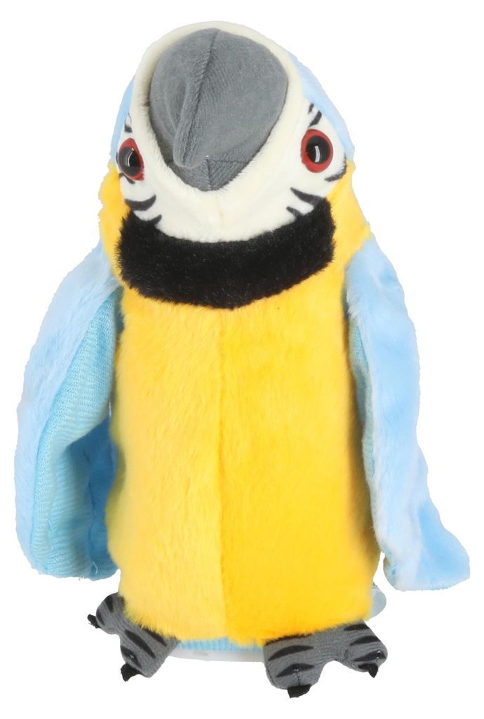Papagei sprechend 11x20x10cm Polyester blau Dekofigur mit Aufnahme- und Wiedergabefunktion Flügel flattern batteriebetrieben