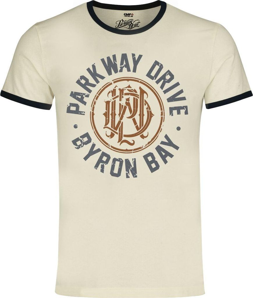 Parkway Drive T-Shirt Herren Byron Bay - Ringer Shirt altweiß L