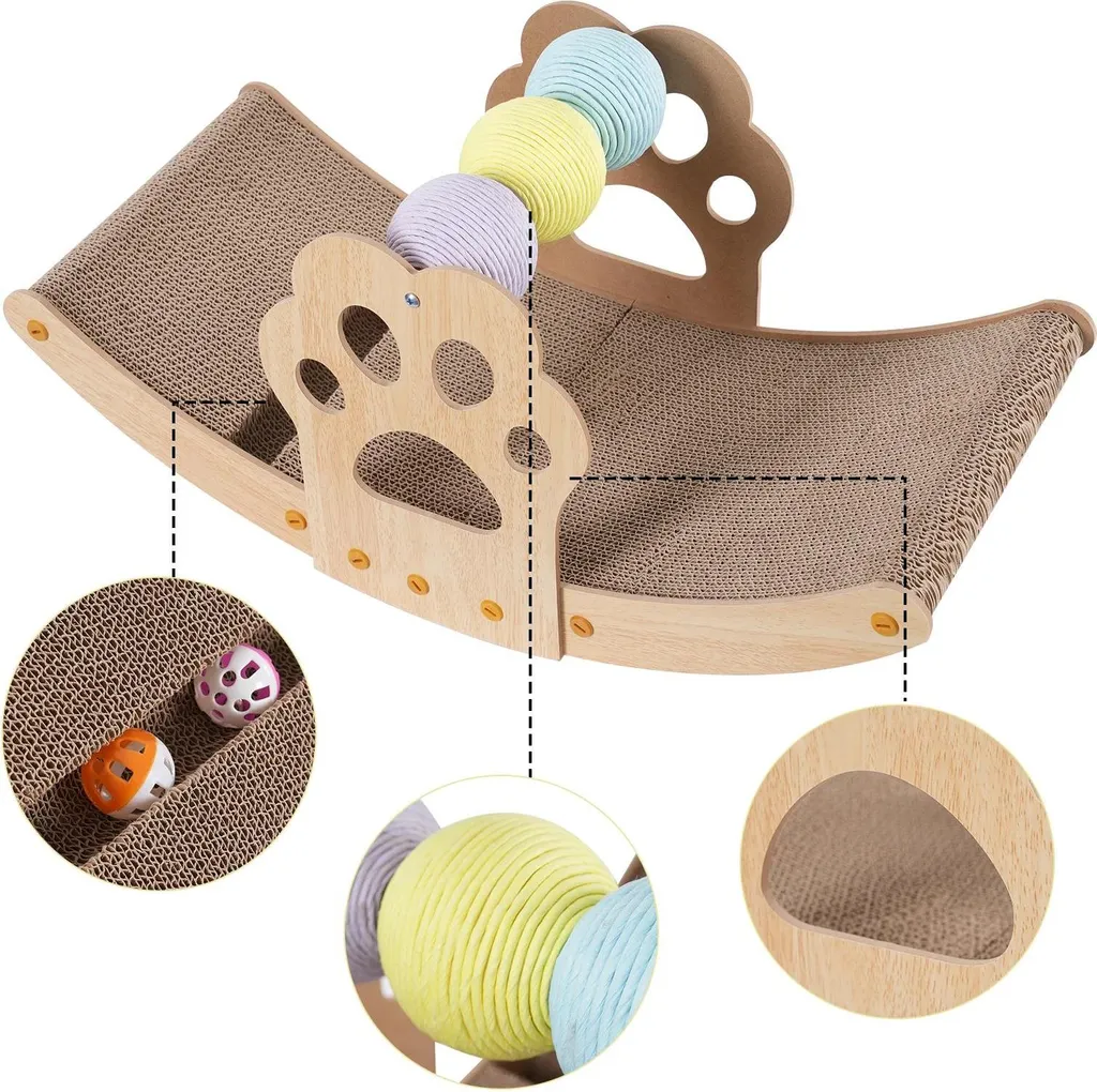 Tiragraffi per Gatti Legno Pino Giallo + Erba Gatta | Offerta Web