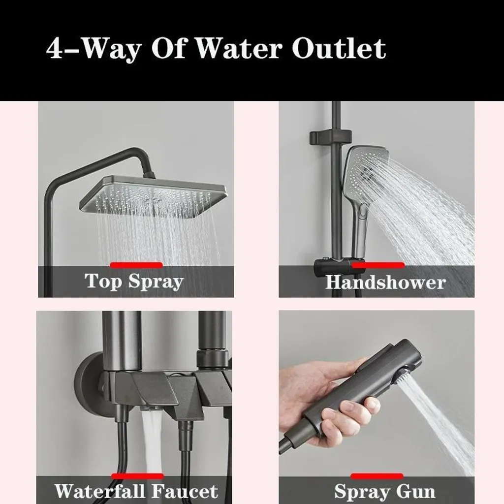 Ensemble de douche réglable 85-120cm - Écran Digital et Design Piano