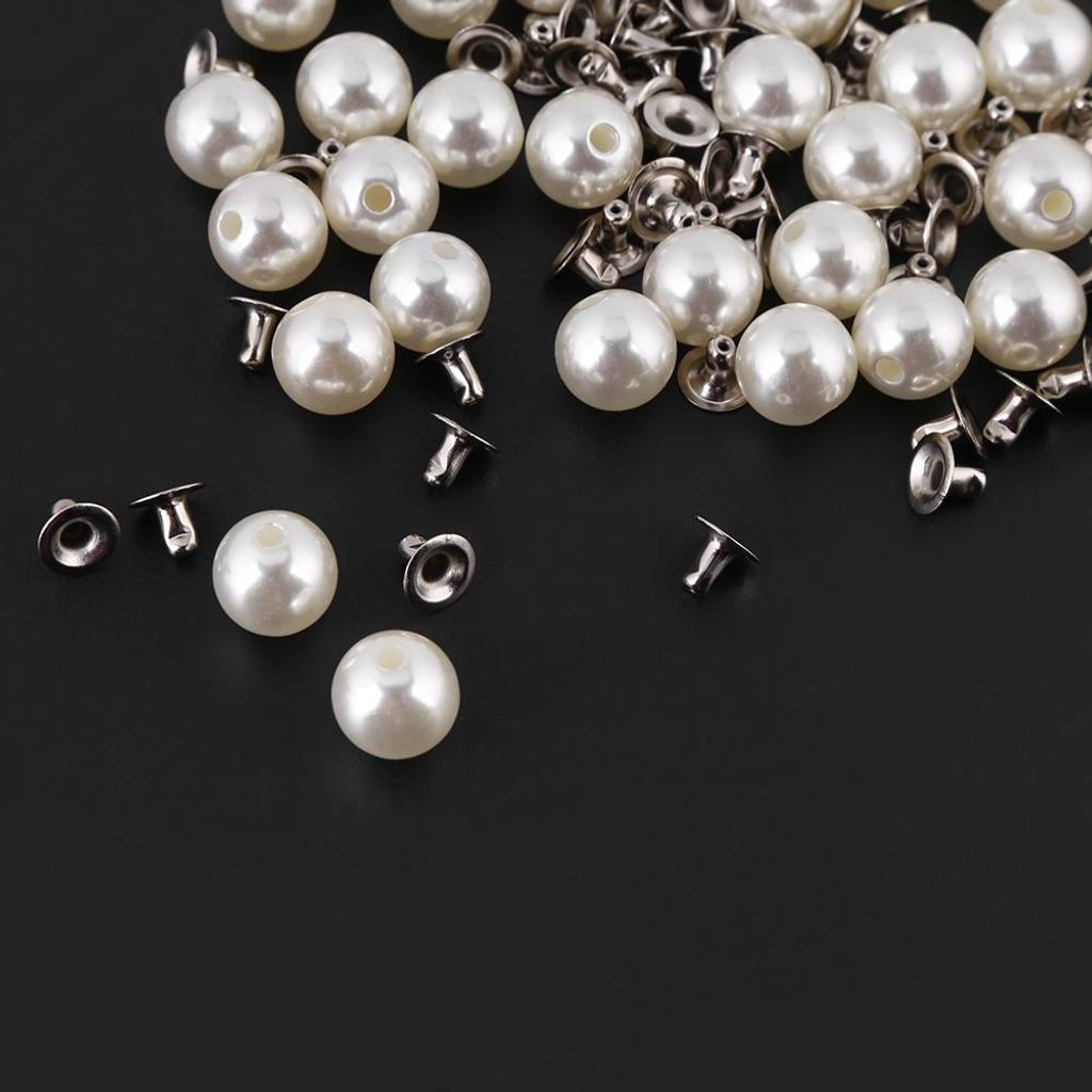 300 Stück 6 mm, 8 mm, 10 mm, 12 mm, verschiedene Größen, Nieten, Knöpfe, Bastelartikel, Taschenverzierung, weiß
