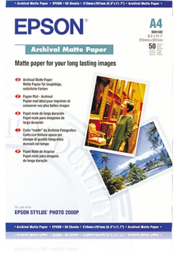Epson Archival Matte Paper - A4 - 50 Blätter, Matte, 192 Produktbild 