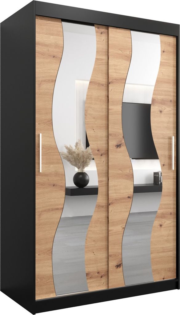 Kleiderschrank, Schiebetürenschrank Schlafzimmer, Schrank mit Spiegel SEWILLA 120 cm