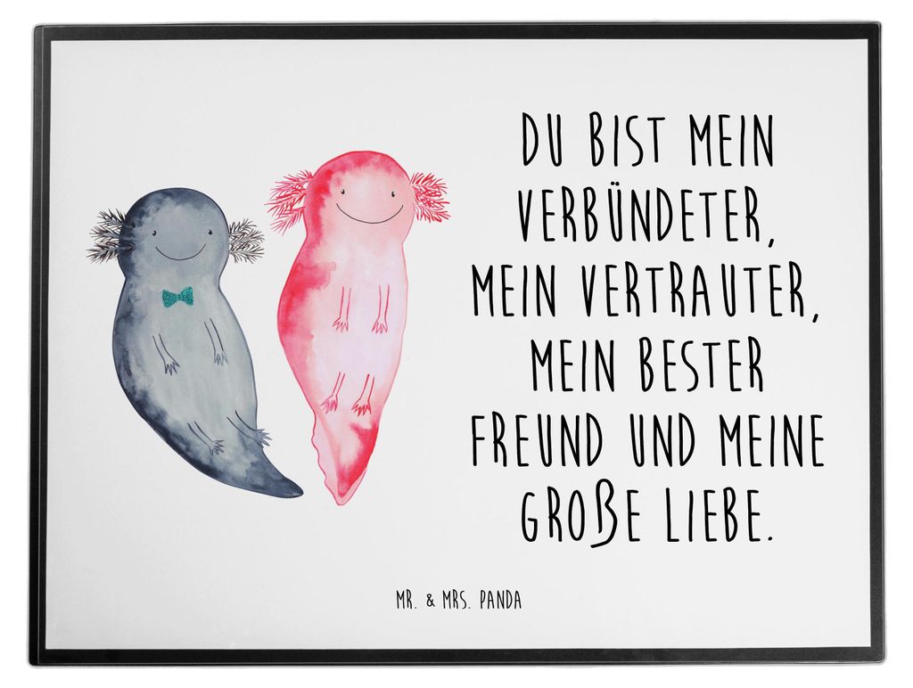 Mr. & Mrs. Panda Schreibunterlage Axolotl Freundin - Weiß - Geschenk, bastelunterlage, schreibtischunterlagen, Unterlage Schreibtisch, schreibmatt...