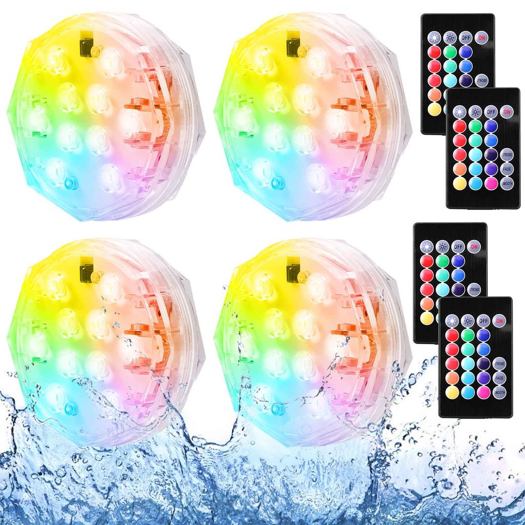 4x LED RGB Pool Licht Unterwasser Schwimmbad Beleuchtung Lampe mit Fernbedienung 