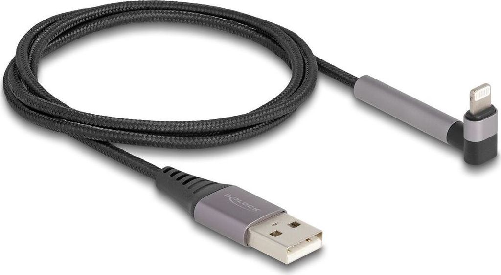 Delock - Lightning-Kabel - USB männlich gerade zu Lightning männlich schräg, Ständer - 1,5m - Schwarz/Grau - Charge and