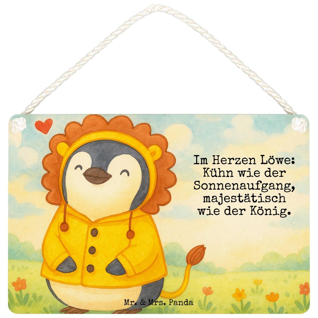 Mr. & Mrs. Panda Schild Löwe Astrologie Design DIN A5 - Weiß - Geschenk, Sternzeichen, Wandbild Holz, holzbild, Tierkreiszeichen, Geburtstagsgesc...
