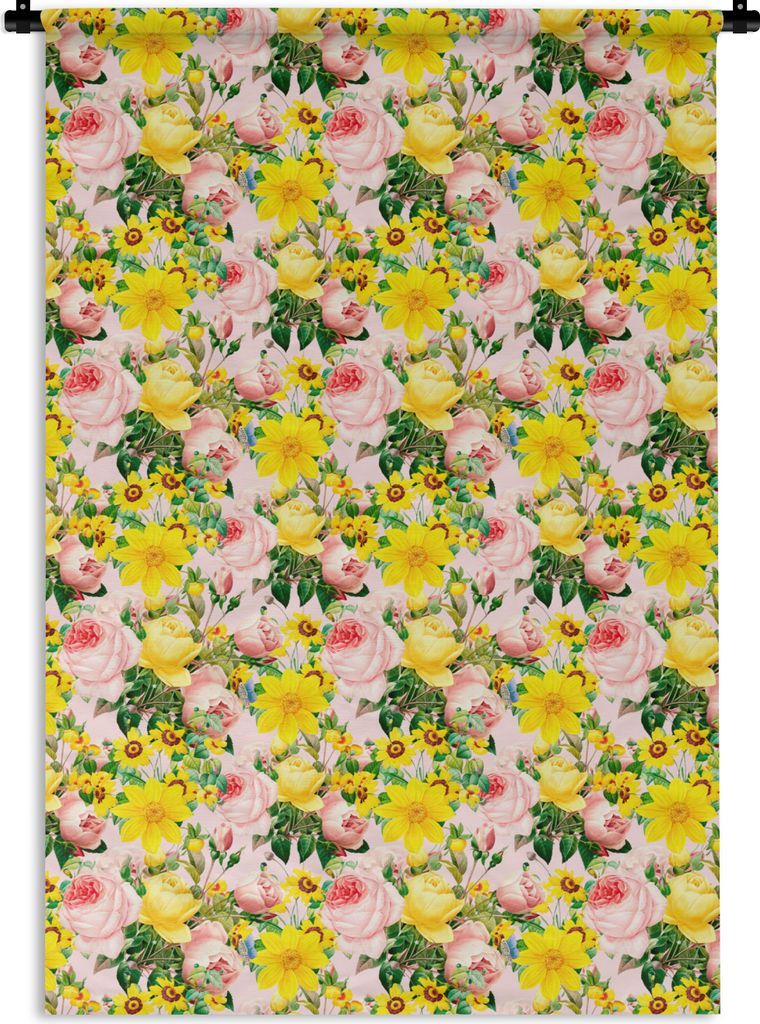MuchoWow Wandteppich Wandbehang Blumen - Rosen - Frühling 120x180 cm Tapisserie Dekoration Wandtuch - Schlafzimmer - Dekorationen für das Haus