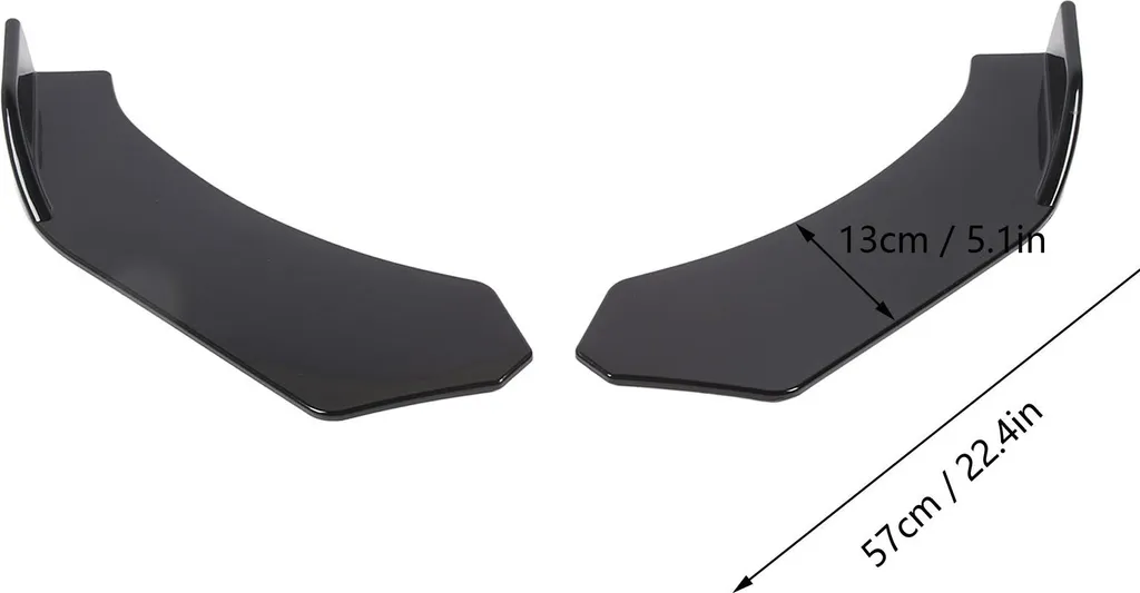 Splitter Winglets Noir Brillant 57cm - Paire de Lames Avant Aérodynamiques