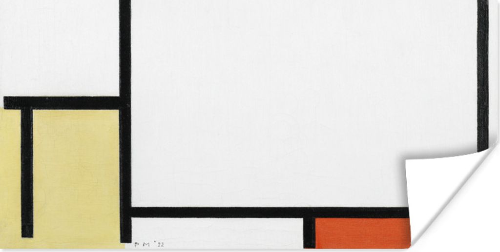 MuchoWow Poster Komposition mit Blau, Gelb, Schwarz und Rot - Piet Mondrian 80x40 cm - Wanddeko