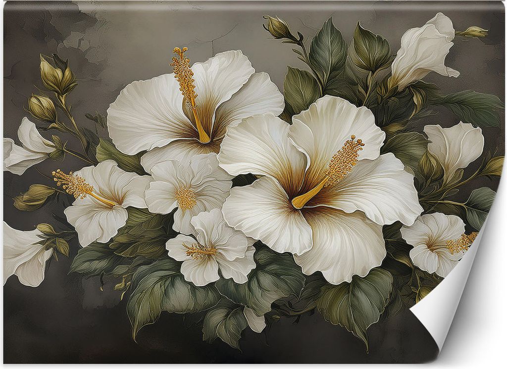 Vlies fototapete Weiße Hibiskusblüte 100x70 cm Feeby Weiß inkl. Kleber einfache Montage