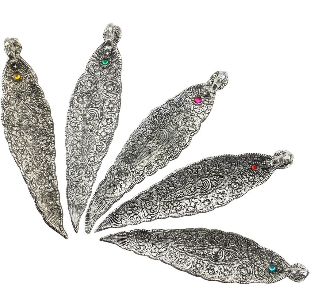 Räucherstäbchenhalter - 1 Stück - Blatt - Metall - silberfarben Elefant