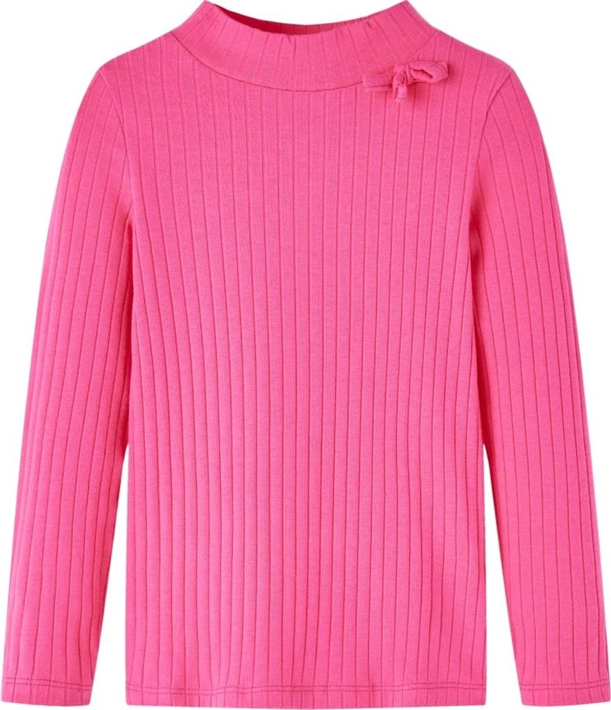 Kinder-Langarmshirt Rippstrick Knallrosa 128 - Tischplatten CHY30359992