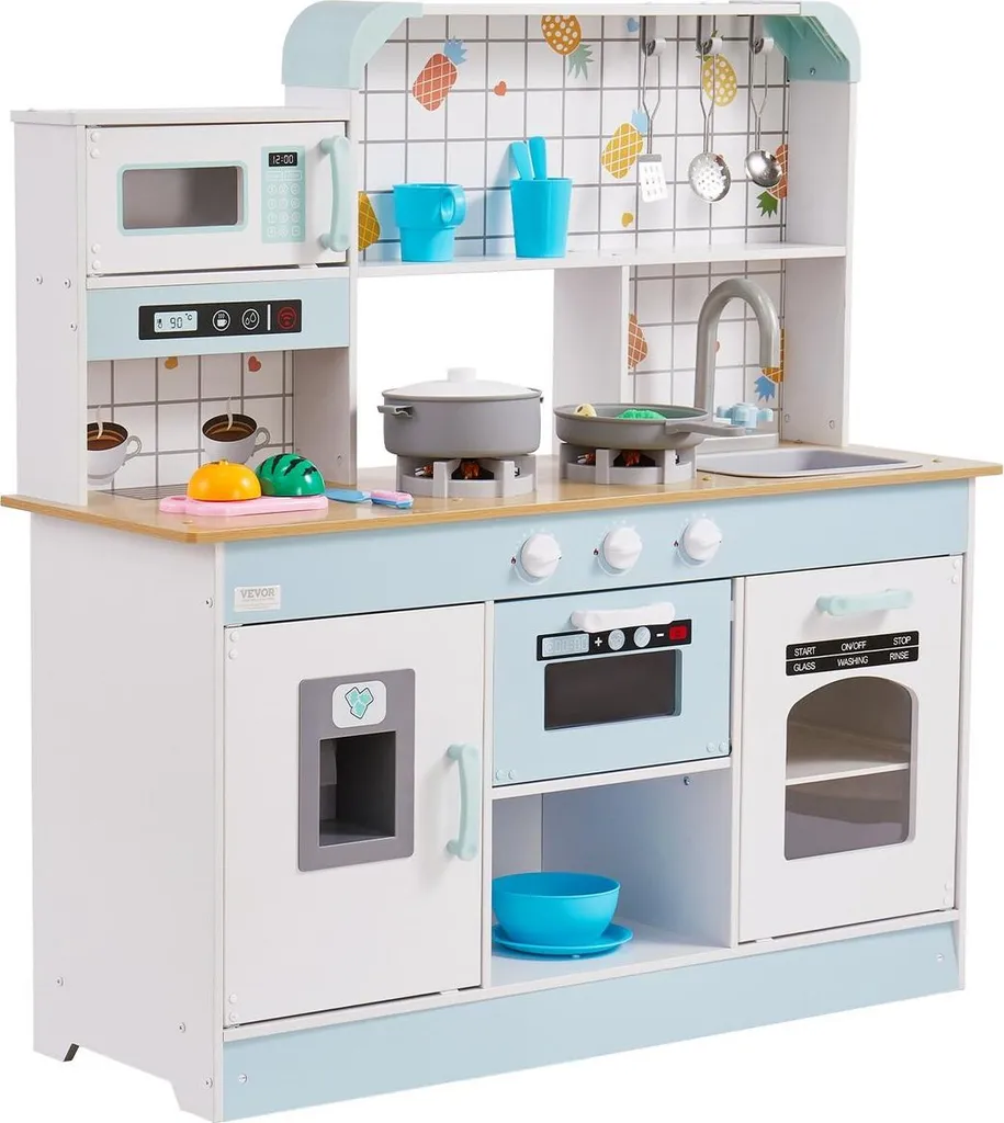 Cuisine pour enfants 24 accessoires kit complet de jeu en bois blanc
