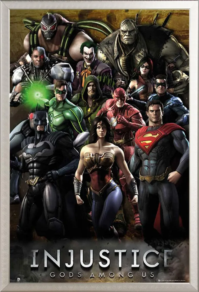 Injustice Poster Gods Among Us Maxi + Cornice Argento Shinsuke 61x91
