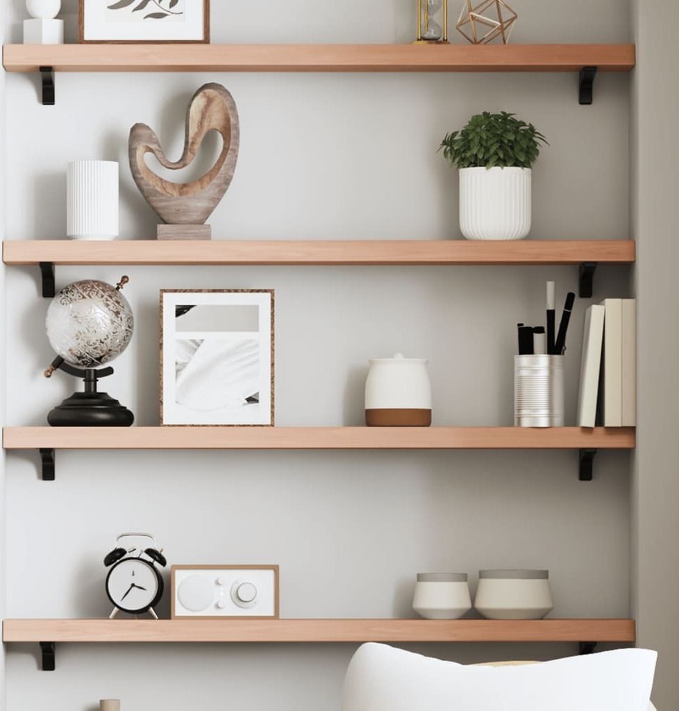 "2026 Aktion"Wandregal - modernes Design - Hängeregal/Küchenregal - Hellbraun 80x10x4cm Massivholz Eiche Behandelt Promotion263440 - Wandregale