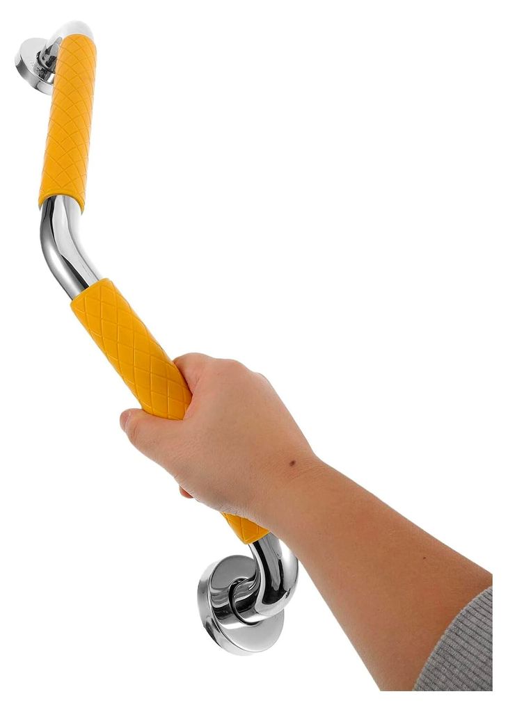 Edelstahl Haltegriff für die Dusche mit gebogenem Design und rutschfester Silikonschutzhülle, barrierefreier Badewannenhandlauf für Senioren und...