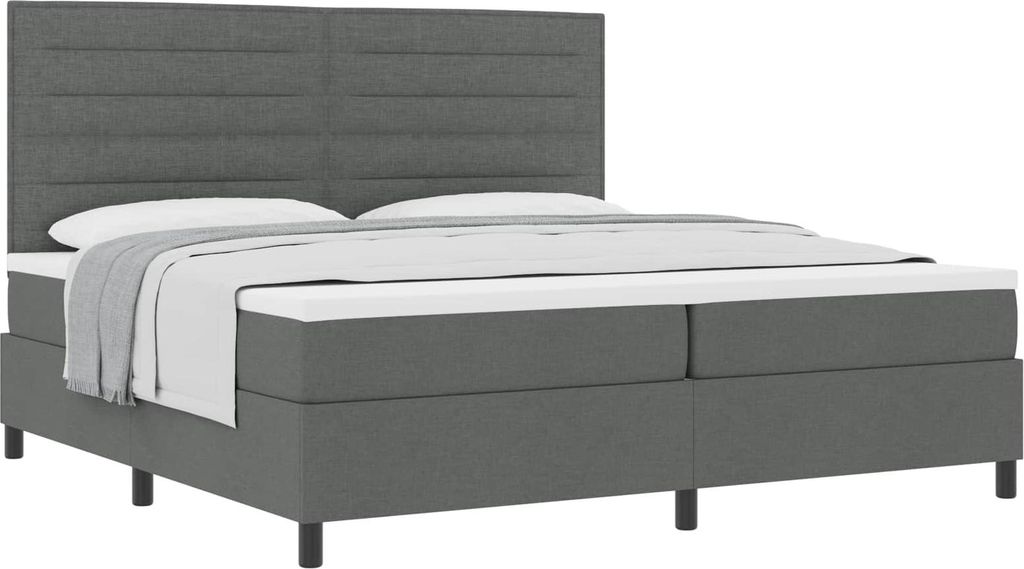 Boxspringbett mit Matratze Dunkelgrau 200 x 200 cm Stoff