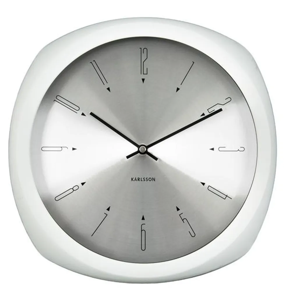 Horloge murale design Karlsson 31cm en métal blanc avec cadran épuré