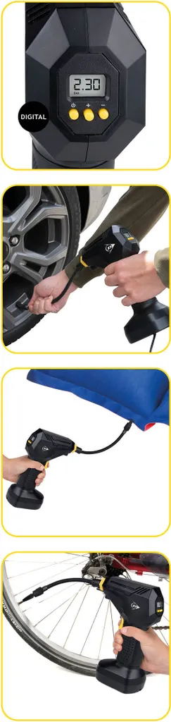 Mini compresseur 150 PSI Dunlop numérique 12V avec kit de gonflage - 6