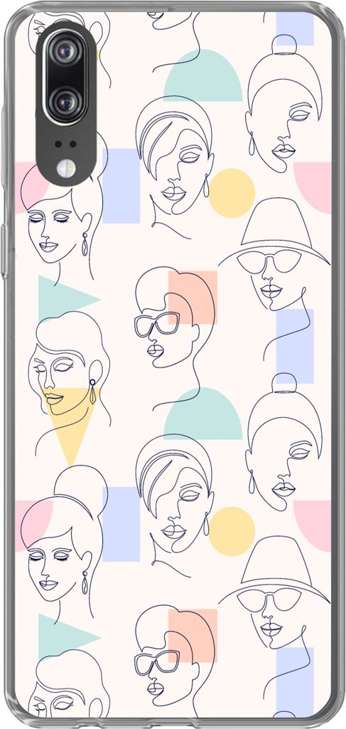MuchoWow Handyhülle Schutzhülle Hülle für Telefoonhoesje Huawei P20 Mädchen - Frauen - Muster - Pastell - Mädchen - Kinder - Kind - Kind Si...