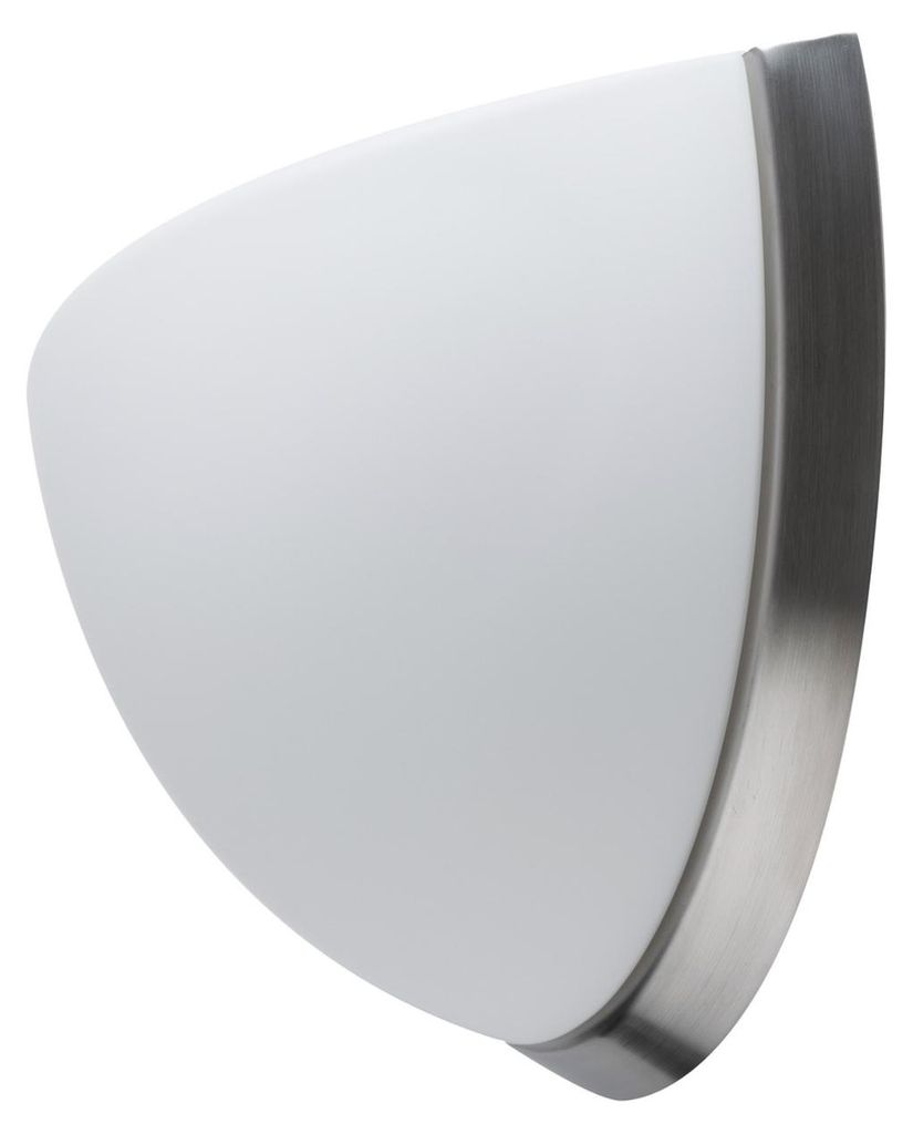 OSMONT NEL44585 NELA DL2 Wandleuchte aus Glas, gebürsteter Edelstahl / weiß, IP43, 2x60W E27