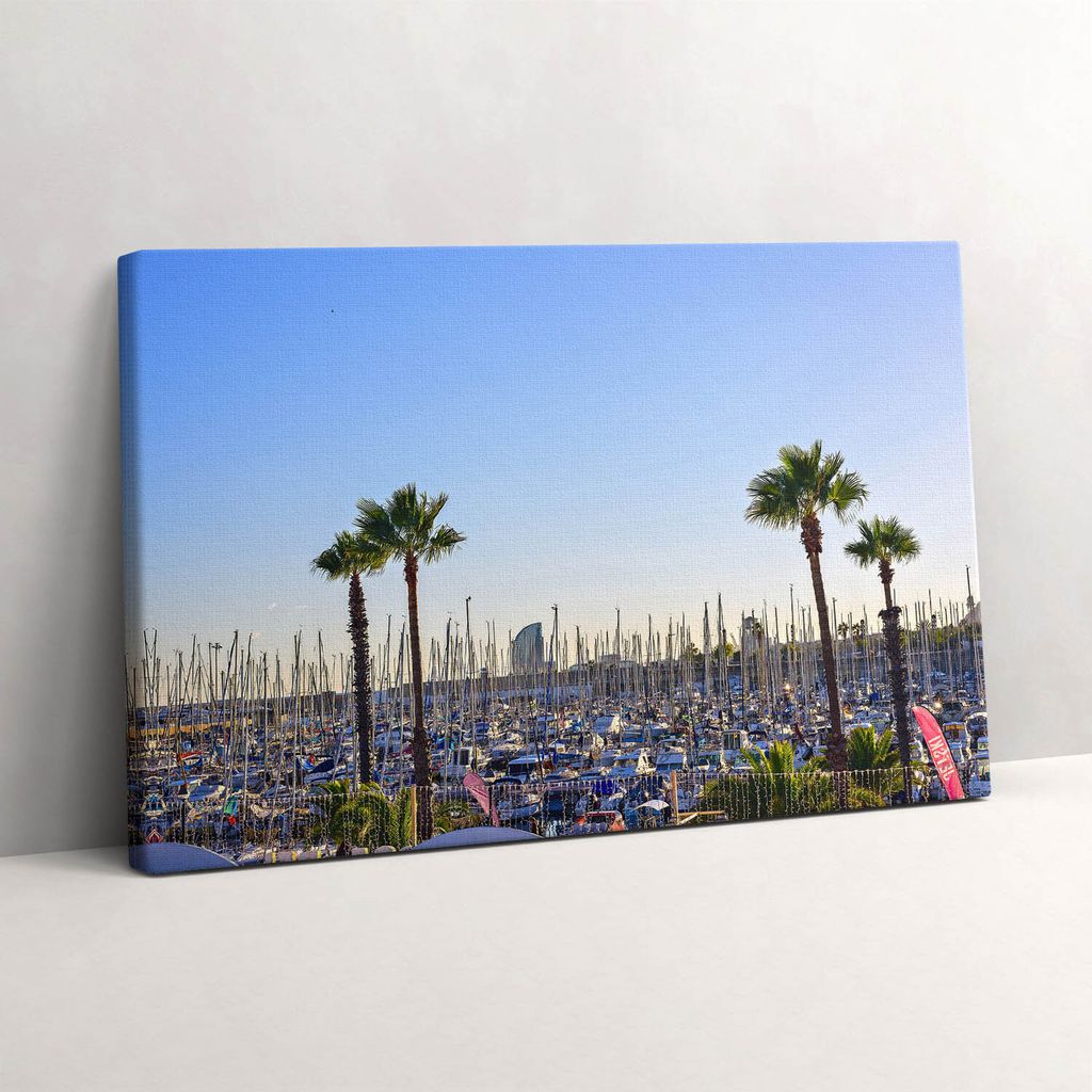 Hafen Olympic Barcelona Katalonien – Leinwandbild Wandbild – 30x20 cm – Leinwandbilder – Wandbilder – Schlafzimmer – Flur