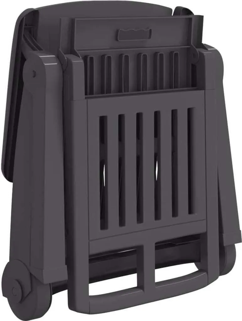 Chaise longue pliante avec roulettes anthracite en PP résistant
