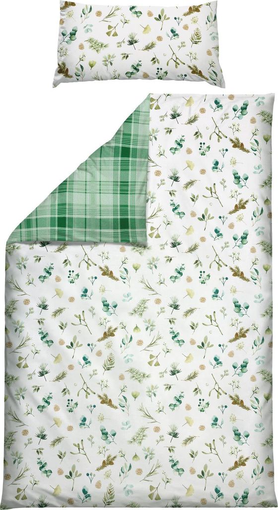 REDBEST Wendebettwäsche grün 1x 155x220 cm + 1x 80x80 cm