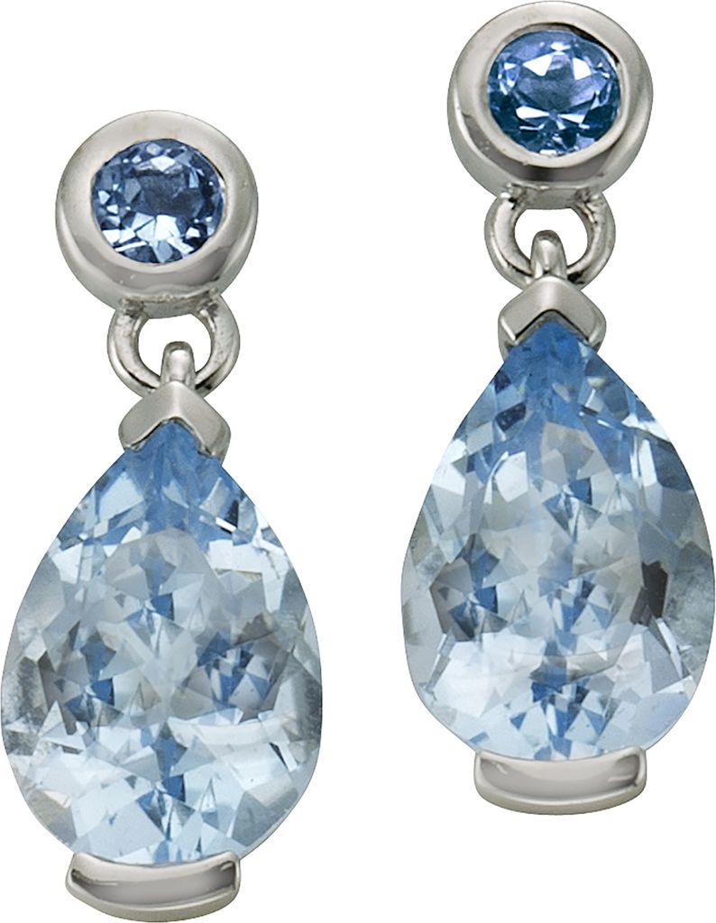 Fascination by Ellen K. Ohrringe 585/- Gold 1,9cm weiß Blautopas beh. blau 360320180WG-3
