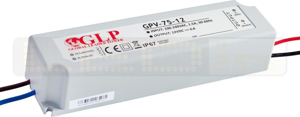 Transformateur LED 72W 6A 12V IP67 Alimentation électrique Image du produit 