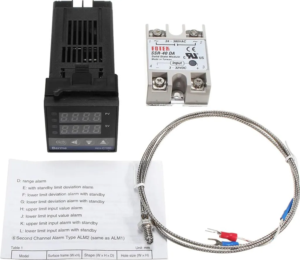 Kit Thermostat Numérique PID REX-C100 avec Relais SSR et Dissipateur