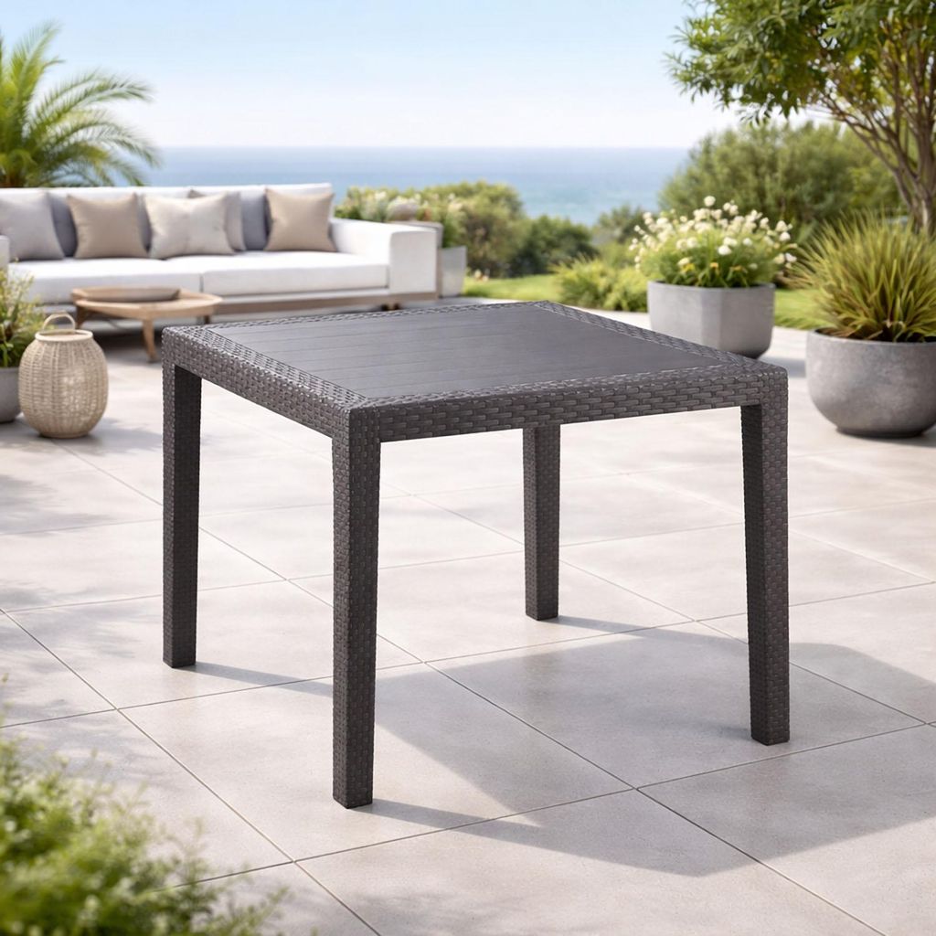 Gartentisch King Eckig Anthrazit 79x79x72cm Rattan-Optik Wetterfest