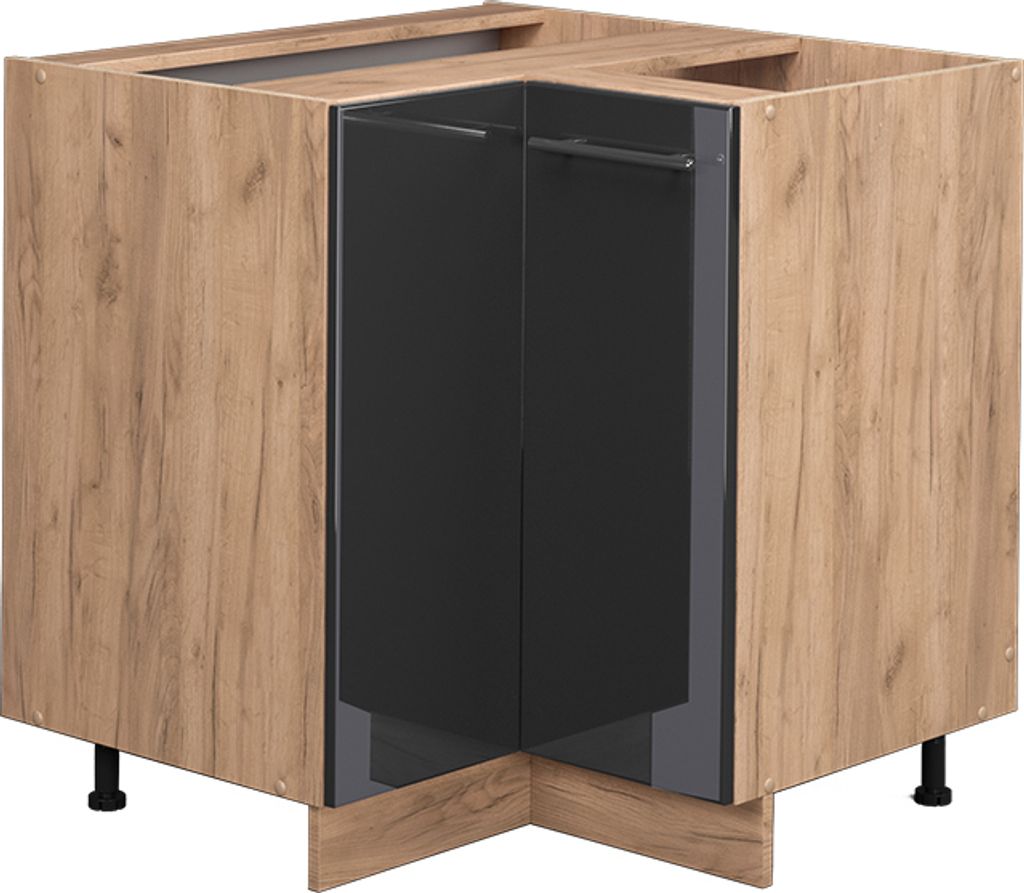 Eckunterschrank Vicco Fame-Line Anthrazit Hochglanz 80.5 cm Produktbild 