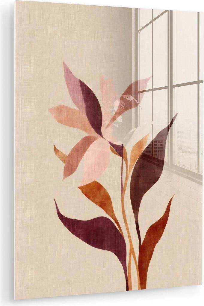 MuchoWow Glasbilder - Bilder auf Wandbild - Foto auf Glas Blumen - Blütenblätter - Minimalistisch - Rosa 30x40 cm Wanddekoration aus Glas - Acryl...