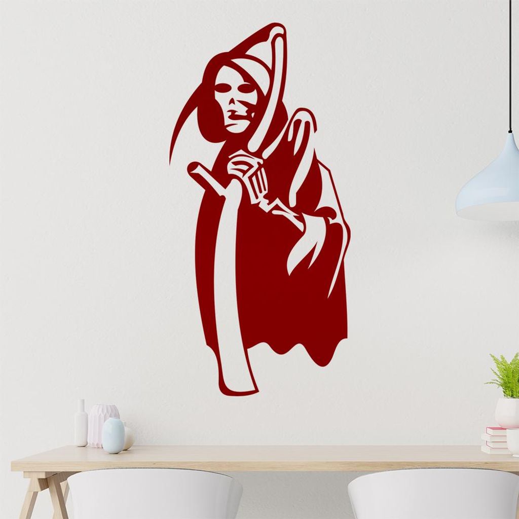 Sensenmann Wandtattoo in 6 Größen - Wandaufkleber Wall Sticker - Dekoration, Küche, Wohnzimmer, Schlafzimmer, Badezimmer