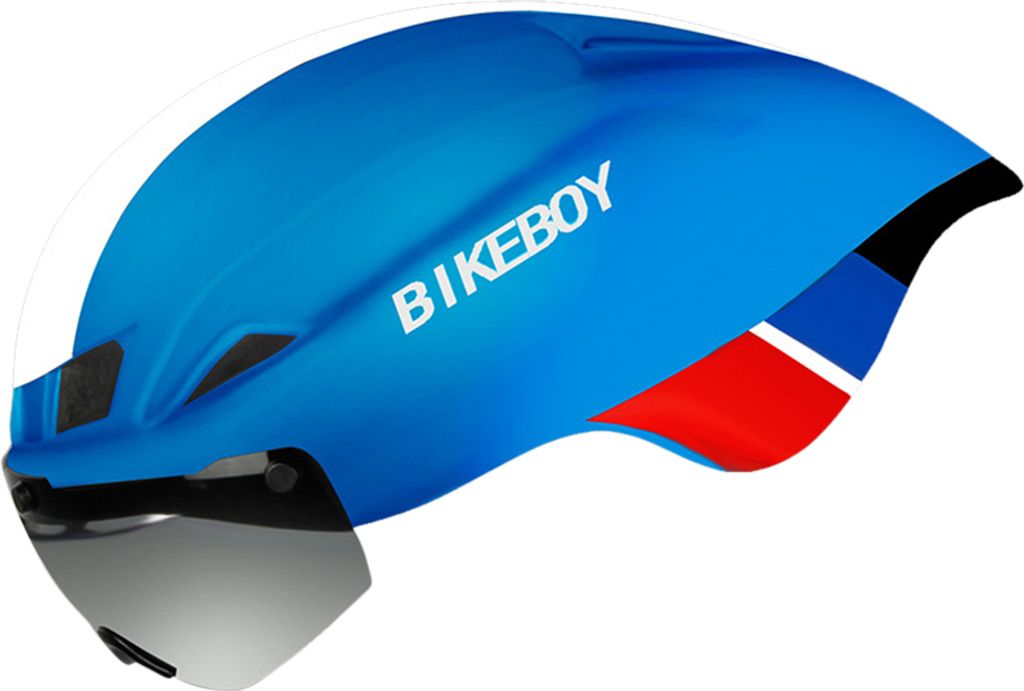 Fahrradhelm mit Goggles Road Fahrrad Sport Safety Racing Reiten Blauweiß - matte_ Freie Größe