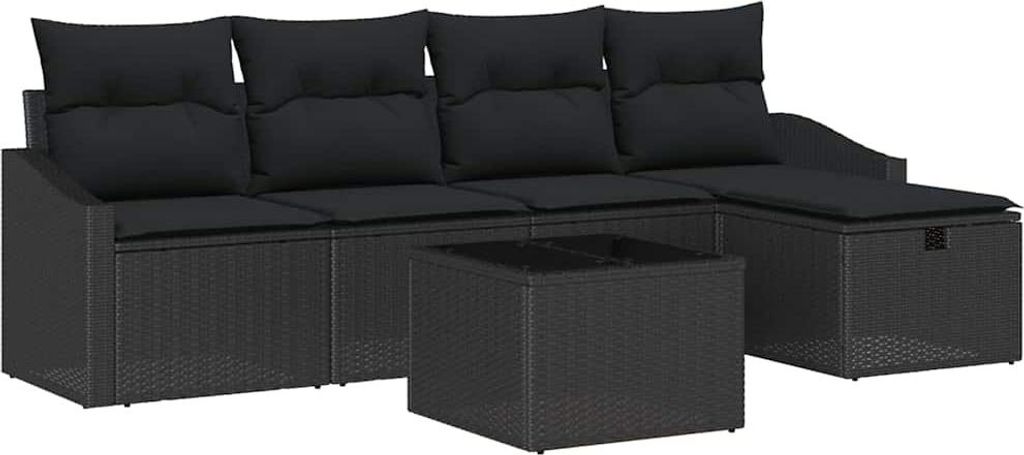 Sofa Set mit Kissen 6 pcs Poly-Rattan
