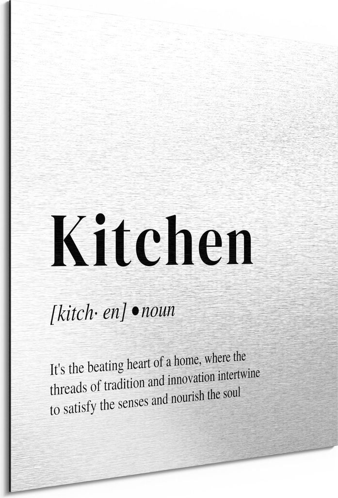 DEQORI Alu-Dibond Bild Silber 30x30 cm 'Küchen Statement' Wandbild Metall dünn Design