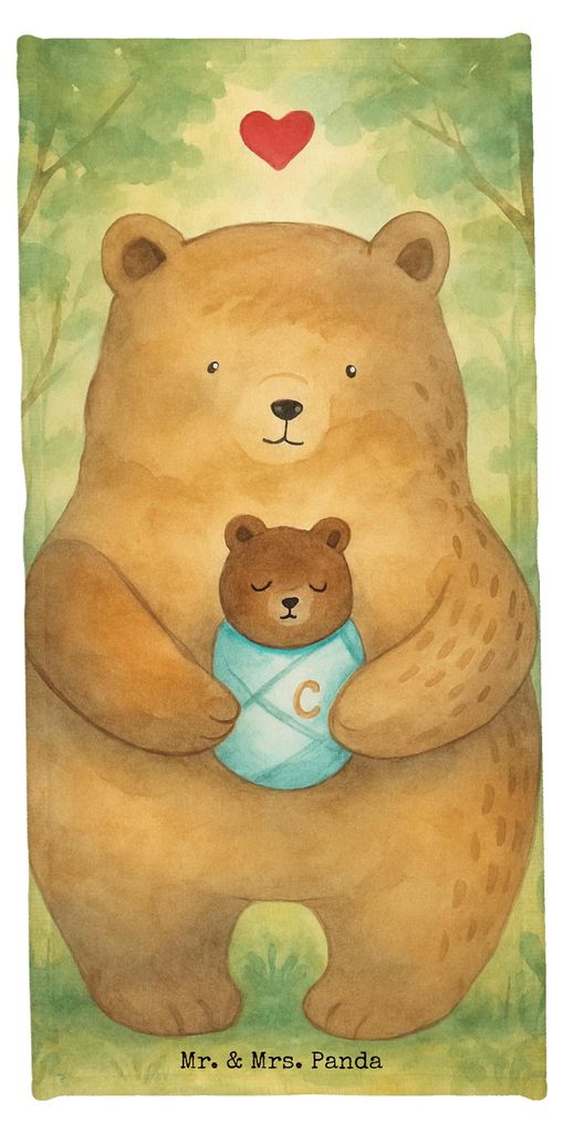 Mr. & Mrs. Panda Badehandtuch Bär Baby Design - Blau Pastell - Geschenk, Baumwollhandtuch, Mutter, Duschtuch, Enkel, Teddy, Badhandtuch, Geburt, S...