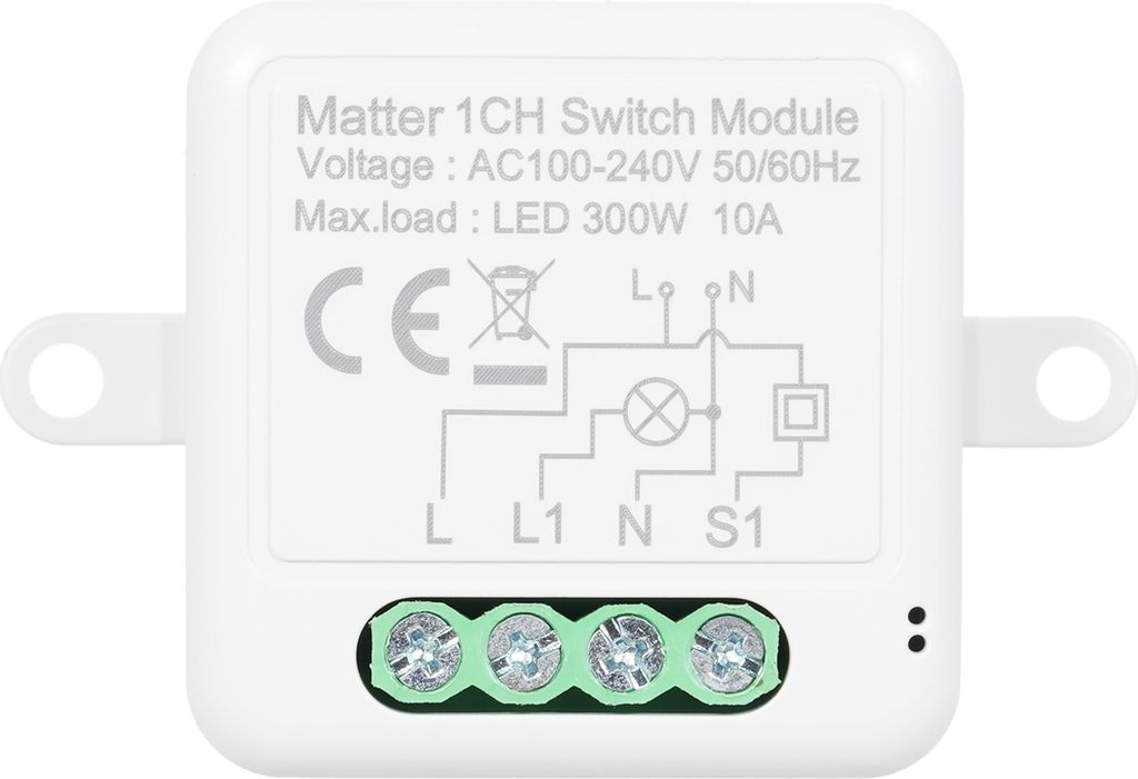 1CH Matter Mini Smart WiFi Schaltermodul DIY Smart Relais Schaltermodul 10A Schalter fuer Smart Home Automation Kompatibel mit Home Pod/Alexa/Googl...