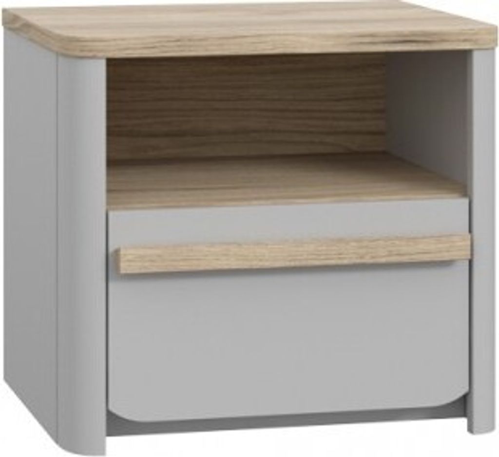 Furniture24 Nachttisch SURFINO Nachtschrank Nachtkätchen 2 Schubladen Grau matt